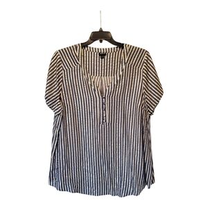 Torrid Plus Size Blue, White,and Gold Striped Blouse, Size 3X